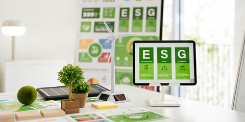 ESG as environmental, social and governance concept. Sustainable of Green ecology and environment...