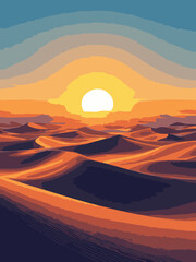 sunset over the desert
