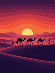 camels in the desert