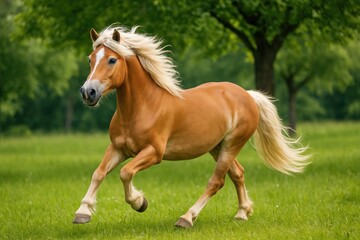 Obraz premium A majestic horse running freely across a lush field