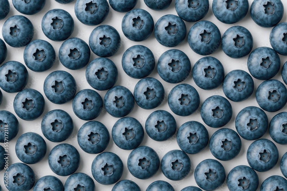 Poster assorted fresh blueberries displayed on a plain white backdrop