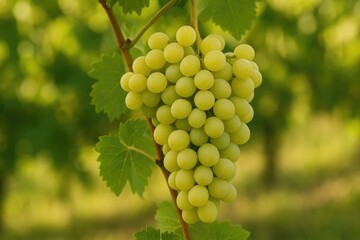 Juicy green grapes ready for harvest, a tasty and nutritious treat.