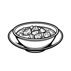 Chilean cazuela line art, traditional stew illustration for culinary design