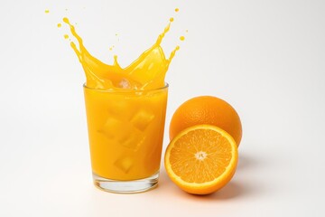 Chilled Fresh Orange Juice Served with Ice Cubes