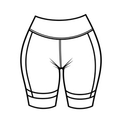 Plus-size biker shorts line art, tummy control activewear design