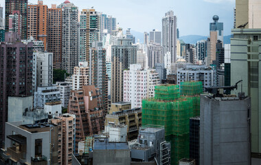 Crowded residential buildings in Hong Kong