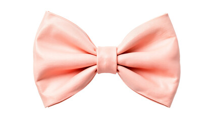 Pink satin bow tie on white background, isolated, transparent background  