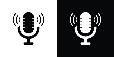 Voice recording icon. Black Silhouette. Graphic illustration.