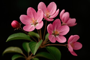 Obraz premium Detailed shot of delicate pink apple blossoms with a springtime theme and soft focus effect