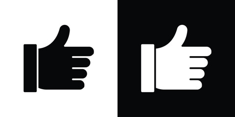 Thumb up icon. Black Silhouette. Graphic illustration.