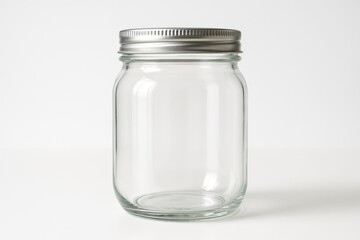 Detailed shot of a vacant glass container isolated on a plain background