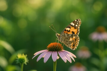 Detailed shot of a butterfly hanging delicately