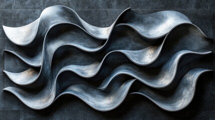 Obraz premium Abstract metal wave design on dark background.