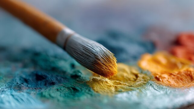 A delicate paintbrush kisses vibrant hues, conjuring dreamscapes for World Art Day and International Creativity Month - Powered by Adobe