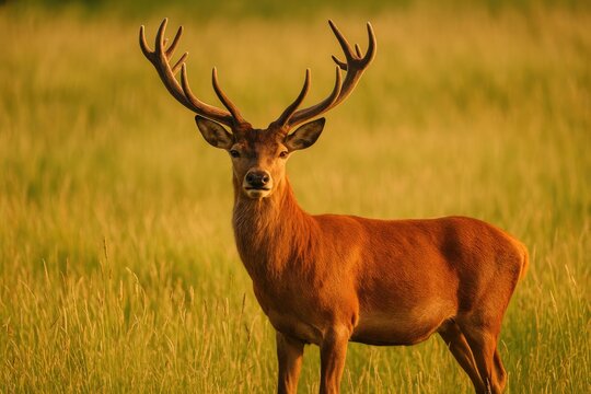Deer antlers amid a meadow landscape - Powered by Adobe
