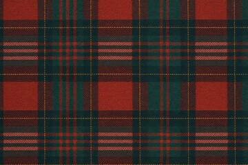 Vintage-inspired red and green plaid fabric sample for textile design