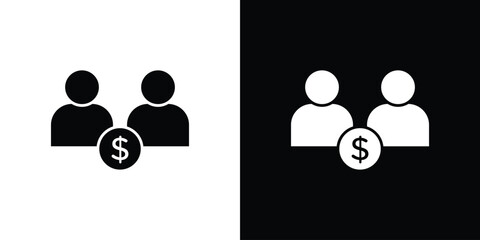 Joint account icon. Black Silhouette. Graphic illustration..