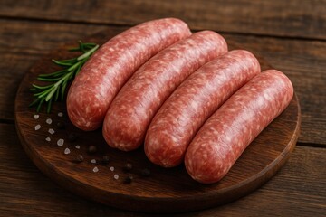 Uncooked sausage links ready for cooking