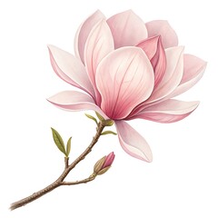 pink magnolia flower icon on white background