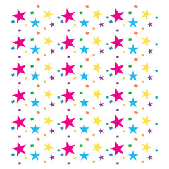 Seamless Colorful Star and Confetti Pattern — Festive Background for Kids’ Birthday, Wrapping Paper, Celebration Designs, Party Invitations, and Playful Holiday Decor