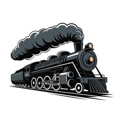 Flat style train Illustration vintage steam locomotive powerful, majestic vector