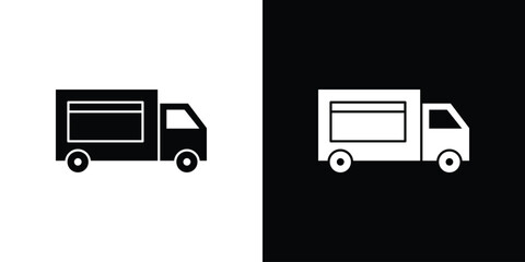 Food truck icon. Black Silhouette. Graphic illustration.
