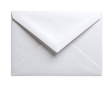 Closed blank white envelope isolated on transparent background PNG