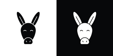Donkey icon. Black Silhouette. Graphic illustration.