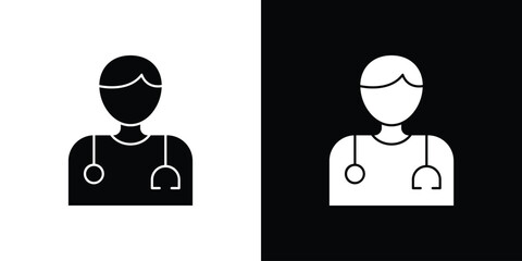 Doctor icon. Black Silhouette. Graphic illustration.
