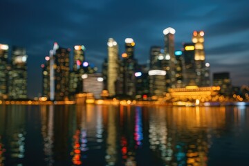 Fototapeta premium Nighttime cityscape with blurred lights and abstract background