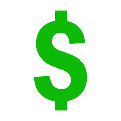 Classic Solid Green Dollar Sign Flat Design Vector Illustration - Finance Money Graphic