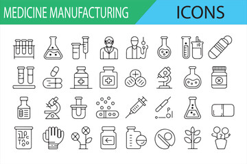 Icon Collection for Pharmaceutical Research, Drugs, and Manufacturing