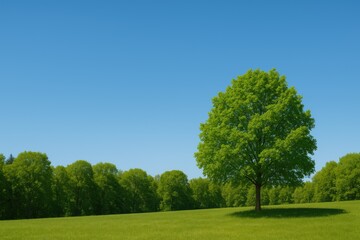 Fototapeta premium Vivid azure sky with lush green foliage