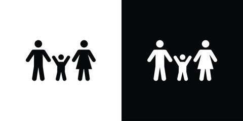 Child custody icon. Black Silhouette. Graphic illustration.