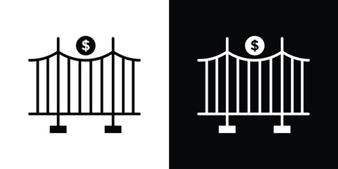 Bridging loan icon. Black Silhouette. Graphic illustration.