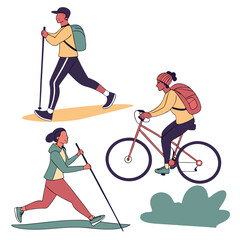 a group of people walking and walking
