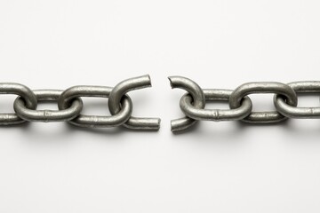Obraz premium Fragmented link on a plain white backdrop
