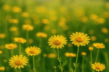 Vivid yellow daisies flourishing in a sunlit field