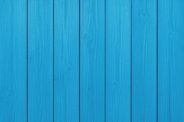 Obraz premium Vivid azure backdrop featuring vertically aligned wooden planks with a textured surface