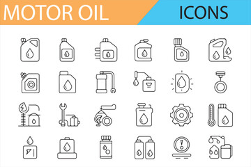 Car Service Icons Set for Oil Change and Engine Maintenance