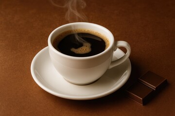 Fototapeta premium Coffee mug on a rustic brown surface