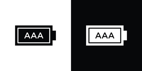 AAA battery icon. Black Silhouette. Graphic illustration.