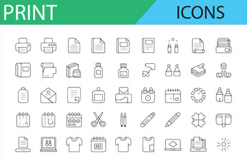 Collection of Office and Print Icons for Workstations and Businesses