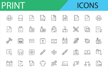 Minimalist Icons Set for Printing Services and Office Use