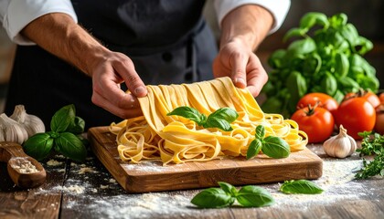 Chef Preparing Fresh Pasta