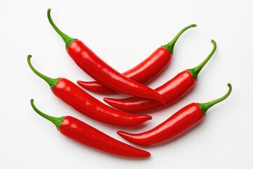 Vibrant collection of chili peppers arranged artistically on a white backdrop