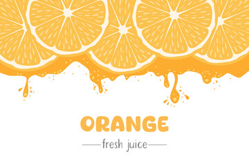 A label template for natural orange juice. Organic fresh fruits. 