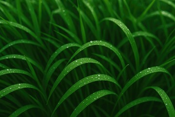Fresh dew on lush grass for scenic backgrounds