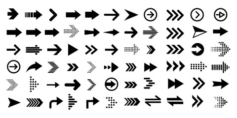 Hand drawn arrow vector icons set. Sketch arrow design for business plan and education. Set of arrows black icons. Circle arrows, rotate arrow, redo process symbol.