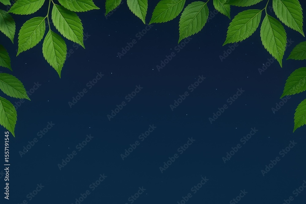 Poster lush foliage illuminated by moonlight with open space for writing